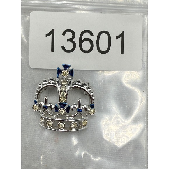 Vintage‎ Crown Brooch Silver Tone Blue Rhinestone Signed Sarah Coventry - Picture 6 of 6